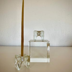 Candelabros finlandeses de cristal de hielo de Timo Sarpaneva para Juhava, década de 1970, juego de (2)