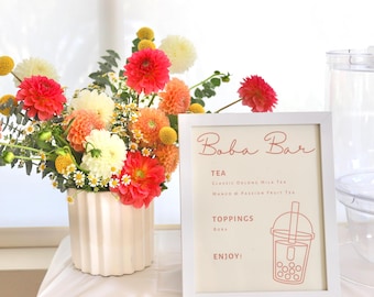 Letrero de boda con barra de Boba, letrero de barra de boda con bebida exclusiva, té de burbujas, letrero de mesa para despedida de soltera