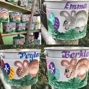 Personalized Easter Basket| Handpainted Easter Basket | Easter Bunny | Easter Basket | Easter Egg Hunt |Handpainted Easter Pail