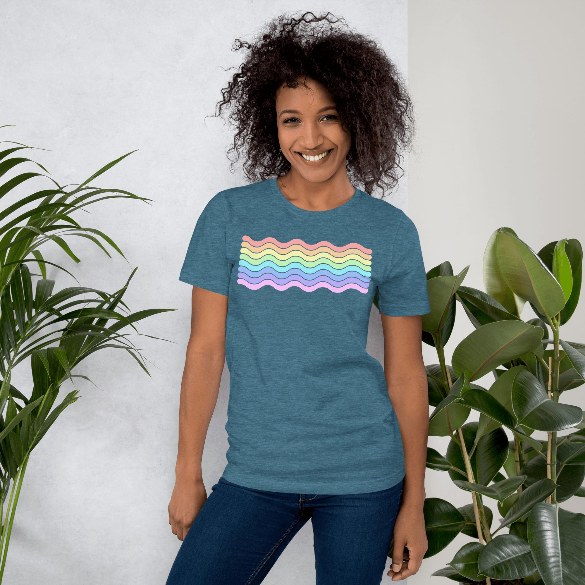 Retro Rainbow Pastel Wave Tee Shirt