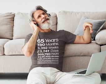 65-årsdag T-shirt – Unisex rolig Livet i siffror milstolpefestgåva