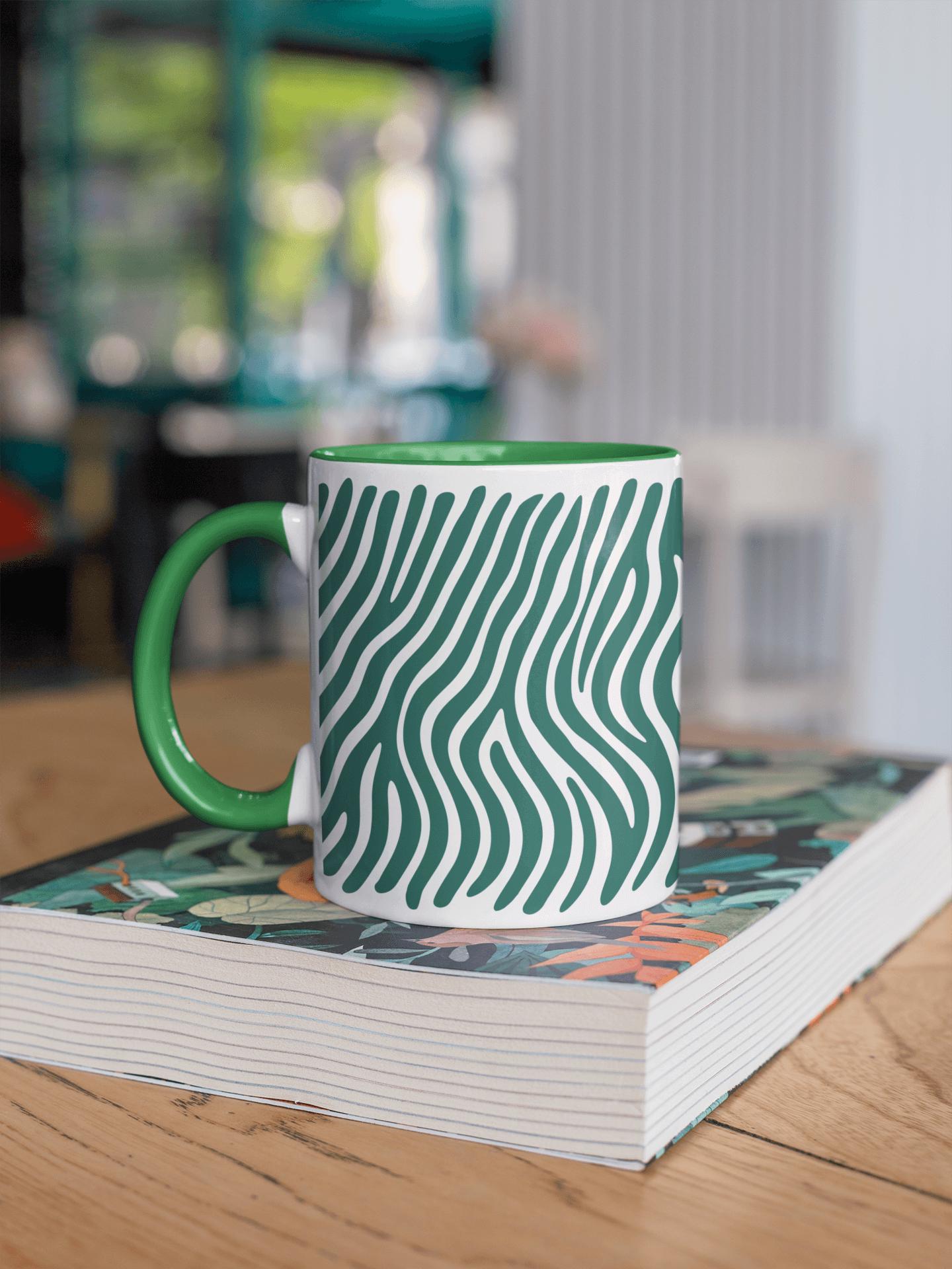 Zebra Green and White 15 Oz Ceramic Mug