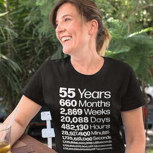 55th Birthday Tee Shirt – Unisex Funny Life In Numbers Milestone Party Gift