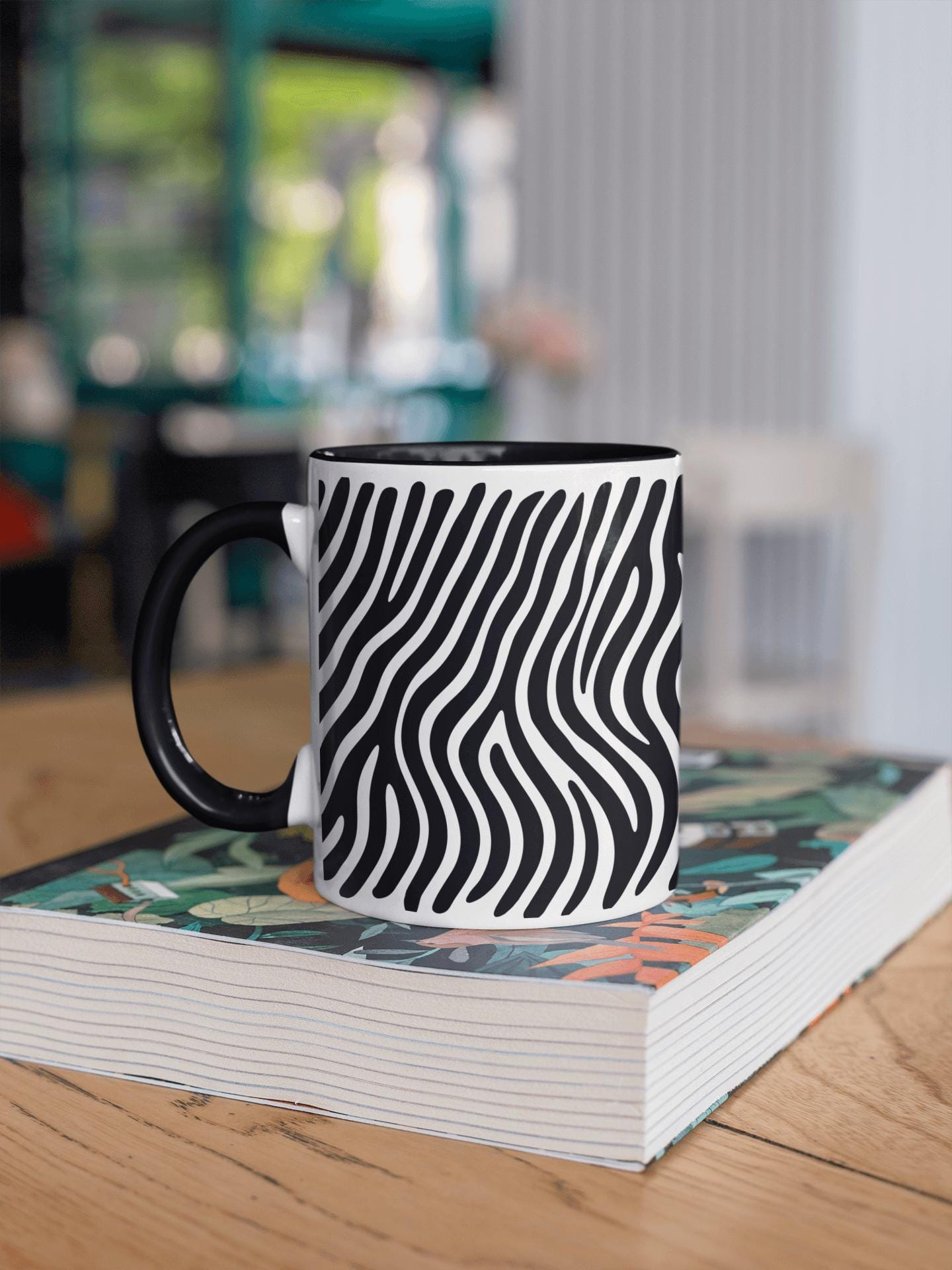 Zebra Black and White 15 Oz Ceramic Mug