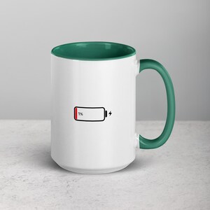 Funny Coffee Mug – 1% Phone Battery Ceramic Mug for Caffeine Lovers, Office, Morning Coffee, Tea, Night Owls, Gift Idea, Funny Coffee Mug, Ceramic Mug, Battery Mugs