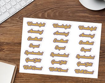 Teacher Positive Sticker In Glossy Finish – Motivation Yellow and Purple Labels