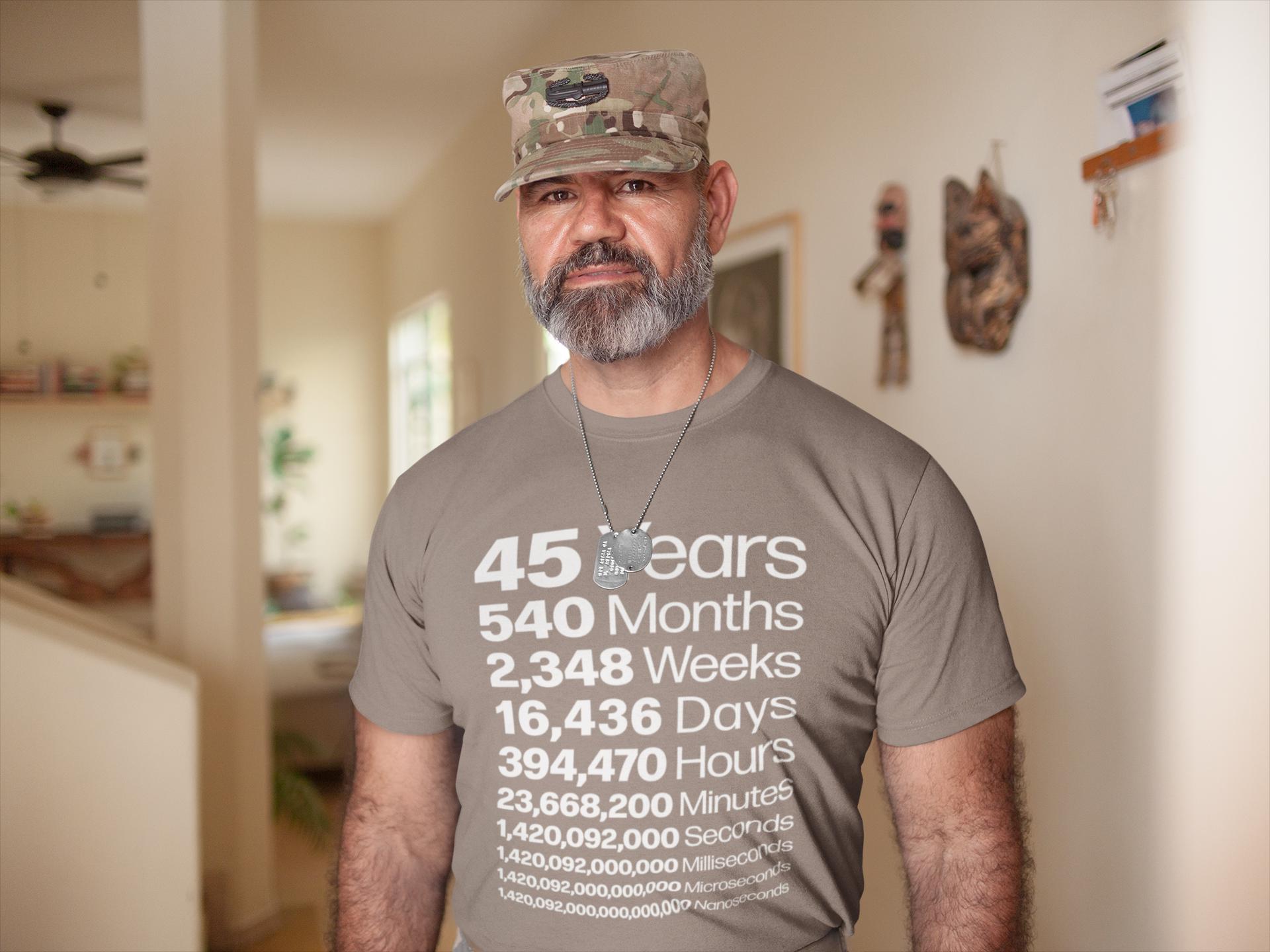 45th Birthday Life In Numbers Tee