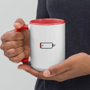 Funny 1% Battery Coffee Mug: Ceramic Caffeine Lover Gift