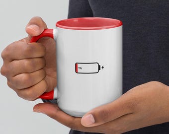 Grappige keramische mok - 1% batterij cafeïne 15 oz koffiemok, perfect voor cadeaus voor theeliefhebbers