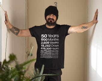 50th Birthday Tee Shirt – Unisex Funny Life In Numbers Milestone Party Gift