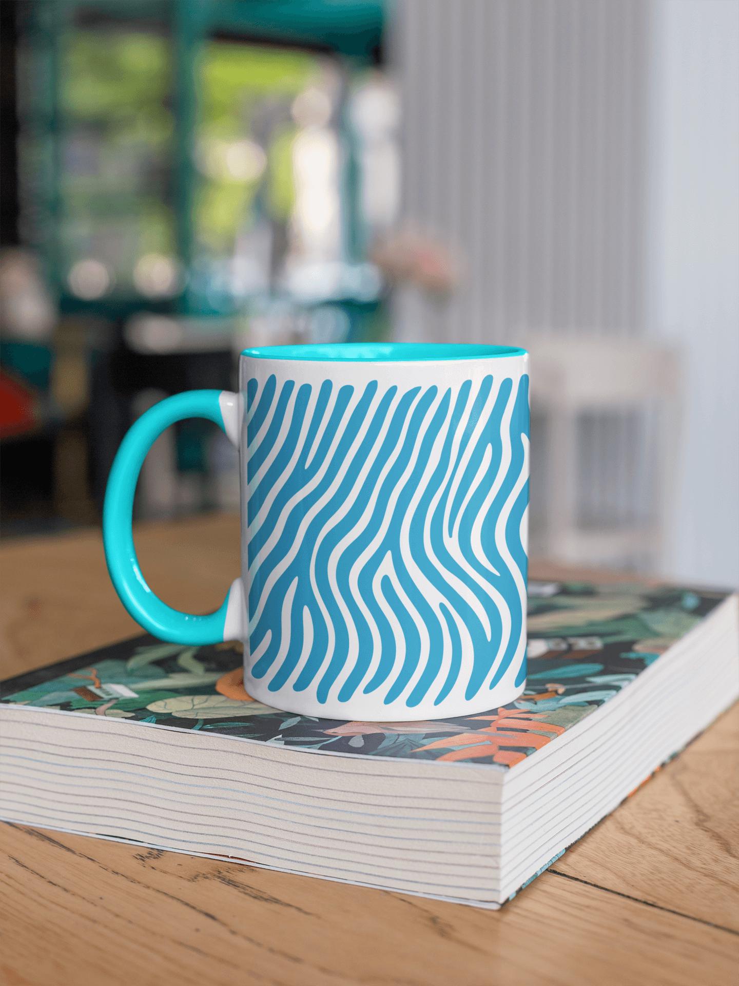 Zebra Blue and White 11 Oz Ceramic Mug