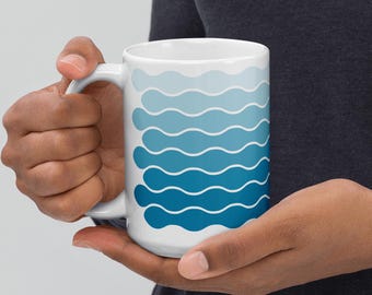 15 Oz Ceramic Coffee Mug - Graphic Hot Cocoa White Glossy Cup With Handle