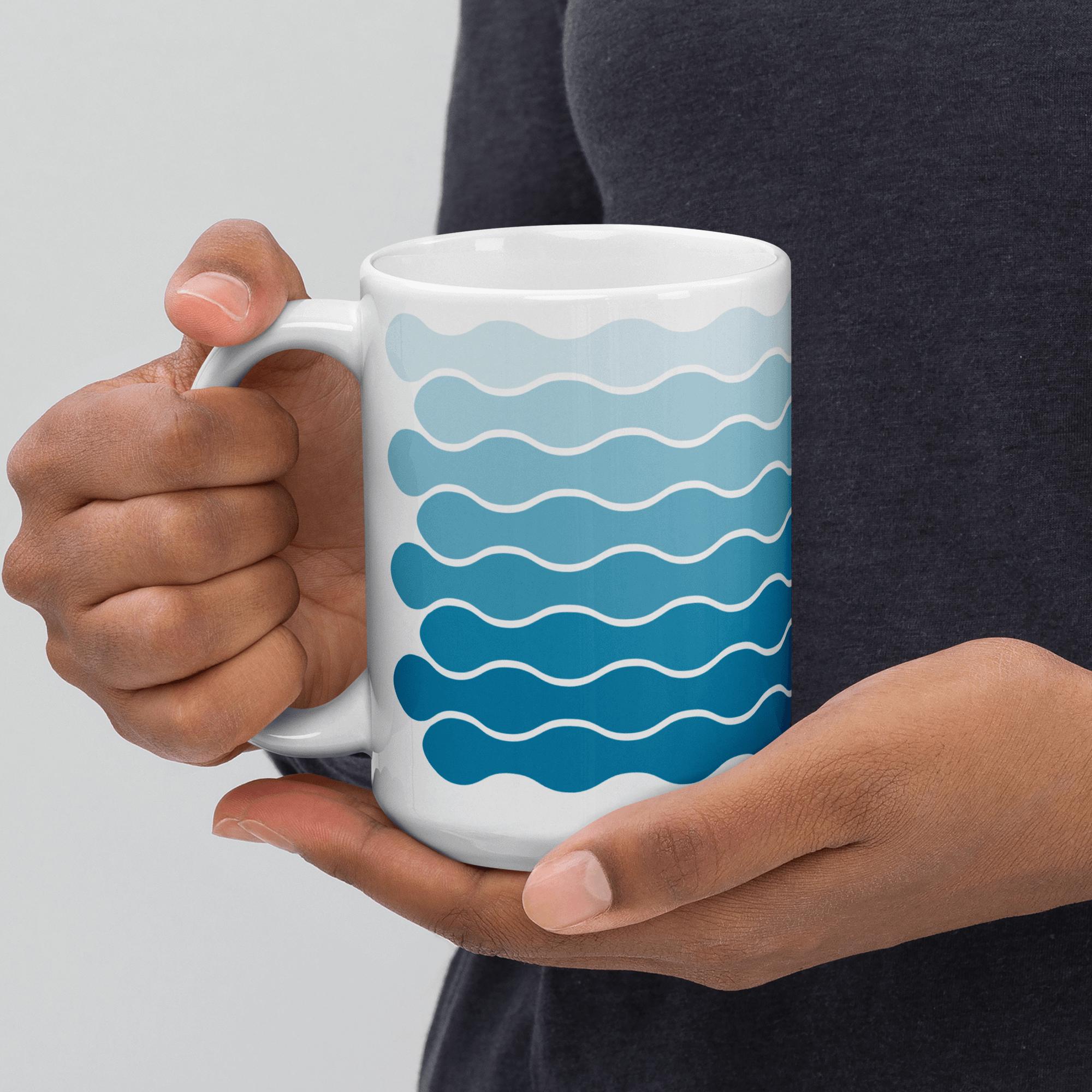 Graphic Teal Chevron 15 Oz Ceramic Mug