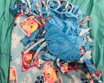 Handmade Frozen Elsa and Anna Tie Knot Blanket