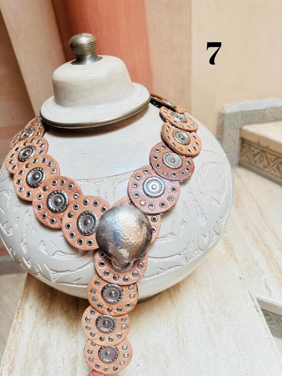 Moroccan Leather Hippie Belt: Silver Buckle, Braided  display picture 1