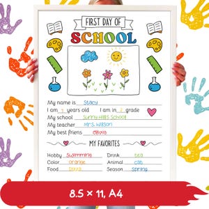 Personalized First Day of School Sign Printable: Reusable Photo Prop (PDF & PNG Files)