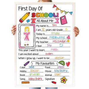 First Day of School Last Printable Back to School Sign Sign Printable Reusable Personalized Signs Kids Teacher Instant Digital Download PDF