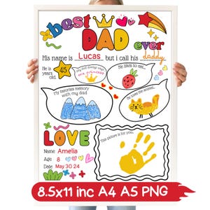 Alles über meinen Vater zum Ausdrucken, Vatertagsgeschenk von Kinderinterview, Vaterfragebogen, Füllen Sie die leere Vatertagskarte aus, sofortiger Download