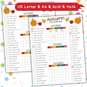 Autumn Calendar Printable | Cute Fall Monthly Family Planner | Kid-Friendly | Instant PDF Download | Plan school, trips, and cozy family fun