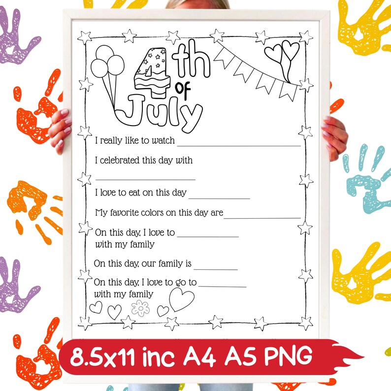 4th of July Printable, Independence Day Fill in the Blank Fact Sheet ...