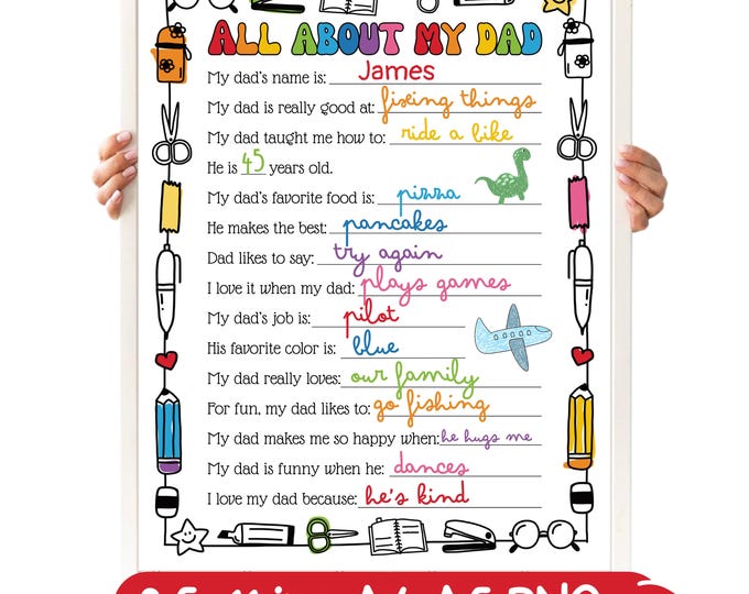 All About My Dad Printable, Fathers Day Gift From Kids Interview, Dad ...
