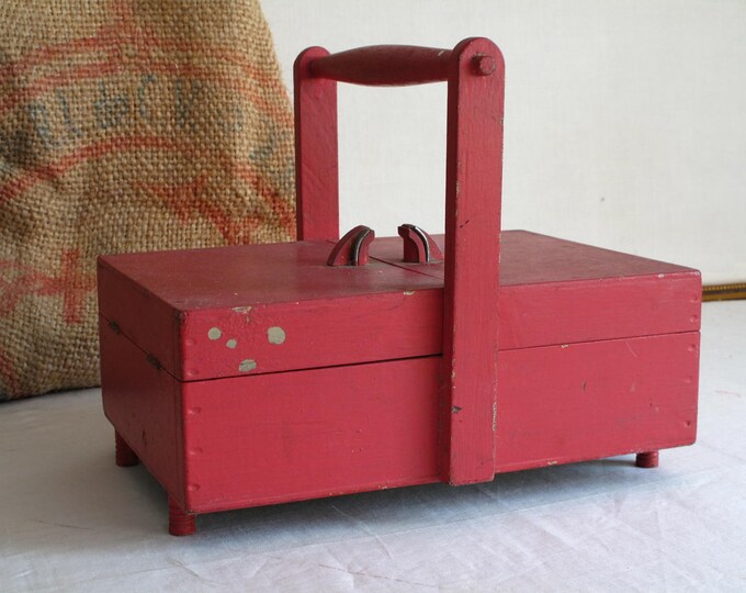 Wood Sewing Box With Handle Etsy
