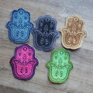 Hamsahand van Fatima 3e derde boze ooglapje appliqué in 13 cm/10,5"