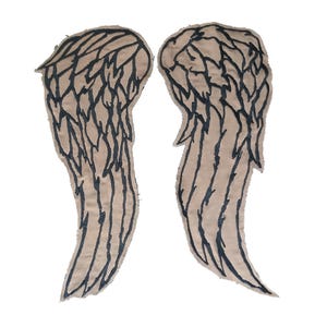 Daryl Dixon Wings-patch: taupe stoffen engelenvleugels-appliqué (40 cm/16")