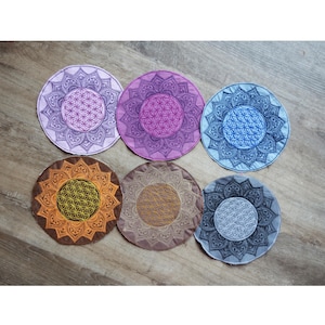 Fleur de vie lotus mandala sacré géométrie sacrée applique UV fluo goa 17 cm