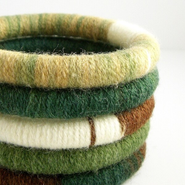 Set of 5 Wool Wrapped Stacking Bangles (5018-0785)   FREE SHIPPING