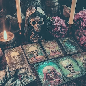 Lettura dei Tarocchi di Santa Muerte Full Monty / Approfondita con più di 10 carte / PDF canalizzato / Messaggi spirituali / Brutalmente onesti / Risultati entro 1 giorno
