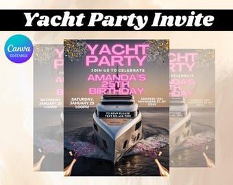 Yacht Party Invitation, Boat Party Invitation, Yacht Invite, Boat Invitation, Summer Boat Party Birthday Digital Invitation