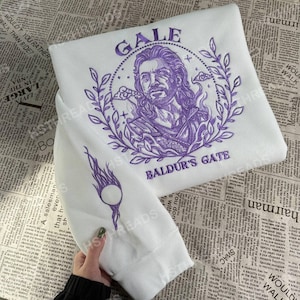 Embroidered Gale Bg3 Sweatshirt and Hoodie, Gale Baldur&#39;s Gate Embroidered Sweater with Gale&#39;s Tattoo on Sleeve, Bg3 Jumper