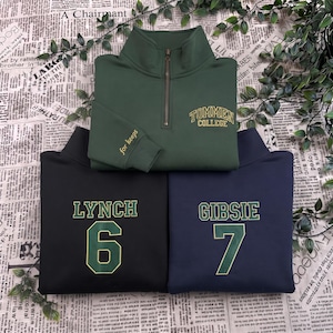 Boys of Tommen 2-Side Embroidered Quarter Zip Sweatshirt , Johnny Kavanagh, 7 Gibsie, Binding 13, Keeping 13 Book Merch
