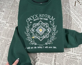 Onyx Storm Embroidered Sweater, Fourth Wing Sweatshirt, Dragon Riders Bookish Merch, Xaden and Violet Shirt