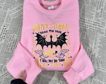 Onyx Storm Embroidered Crewneck, Fourth Wing New Release Sweatshirt, Dragon Riders Shirt, Bookish Merch, Iron Flame Hoodie