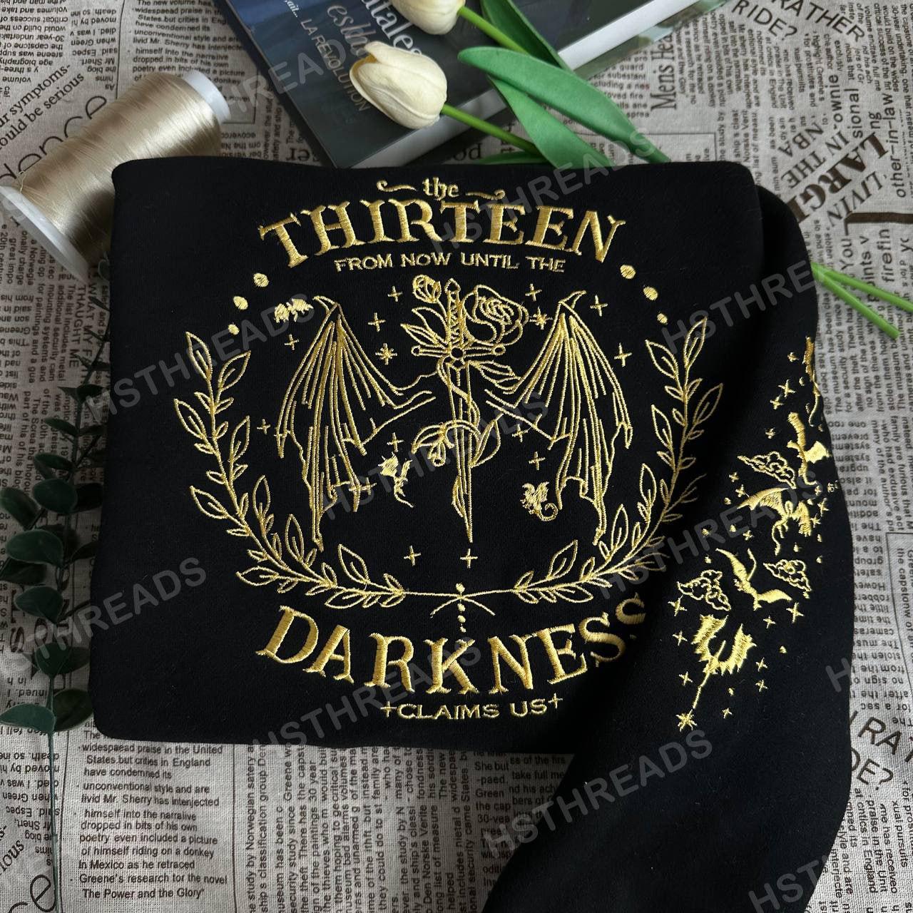 The Thirteen Embroidered Sweatshirt and Hoodie, Throne of Glass Crewneck, TOG Series Merch, Manon Blackbeak Sweater