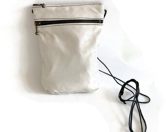 Winter Sale, Leather Bag Sale. White leather Phone PouchiPhone 15 Pro Pouch, Galaxy S24 Ultra Case