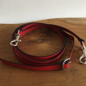Bandoulière large 3/8" en cuir rouge, dragonne de rechange, lanière en cuir amovible