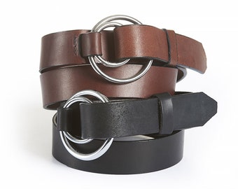 Spring Sale, Wide Handmade Fashion Belt for the Hip, Plus Size Belt- Double Ring Belt