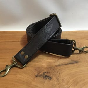 1.5&quot; Wide Crossbody Leather Strap, Black Leather Removable Strap, Clip on Strap, Leather Repair Strap