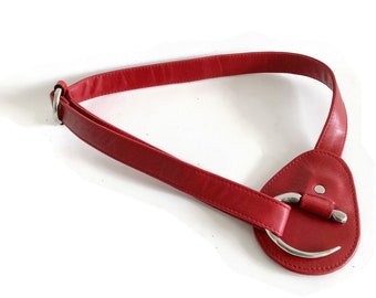 Spring Sale, Wide Dramatic Red Leather Fashion Belt for the Hip, Plus Size Belt- Bold Hook Belt