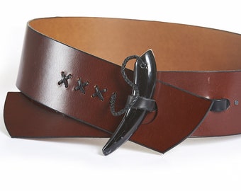 Spring Sale, Discount Sale, Wide Handmade Fashion Belt for the Hip, Extra Long Belt- The Toggle Belt