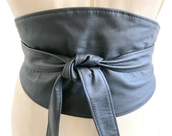Winter Sale, Wide Leather Wrap, Wide Cumberband Sash Belt- Plus Size Belt- Obi Wrap Belt
