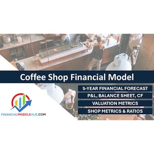 Coffee Shop Financial Model | 5 Year Financial Forecast | Excel Template | Forecasting | Budgeting | Valuation