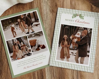 Rustic Christmas Photo Card Template, Editable Christmas Photo Card, Holiday Photo Card Template, Printable Christmas Card With Photo