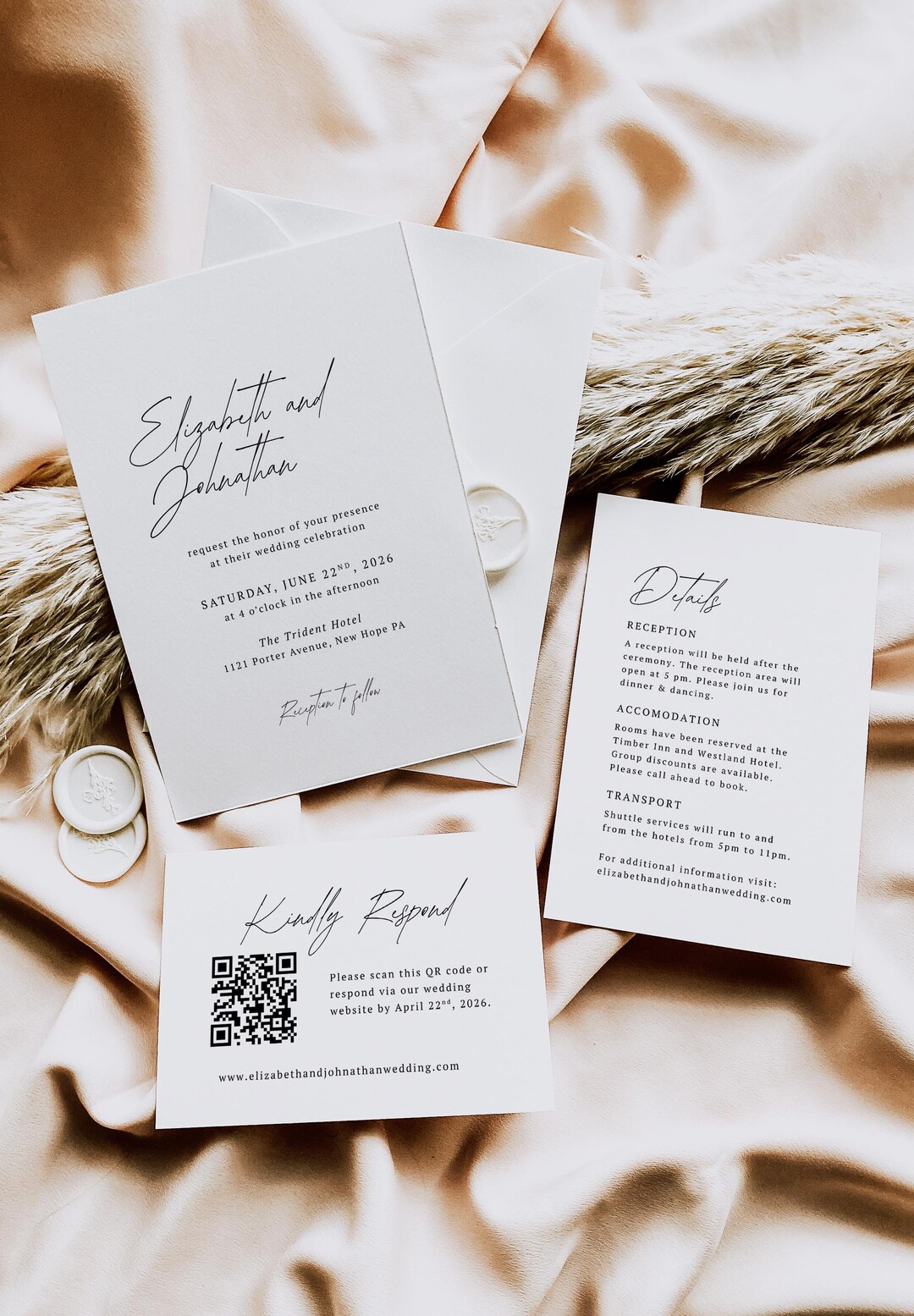 Invitation In Cursive Elegant Cursive Wedding Invitation Suite, Editable Simple Wedding ...