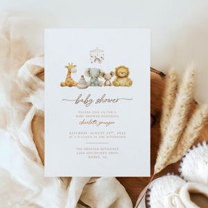 Faire-part de baby shower doudou mignon, invitation de baby shower modifiable, modèle d'invitation de baby shower animal mignon, invitation de baby shower numérique