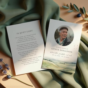 Nature Memorial Card Template, Editable Prayer Card, In Loving Memory Card Template, Customizable Memorial Card, Instant Download