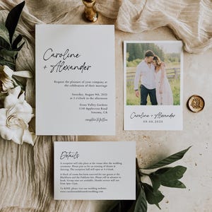 Cursive Minimalist Wedding Invitation Suite, Editable Cursive Wedding Invitation Set, Customizable Wedding Invite, Instant Download